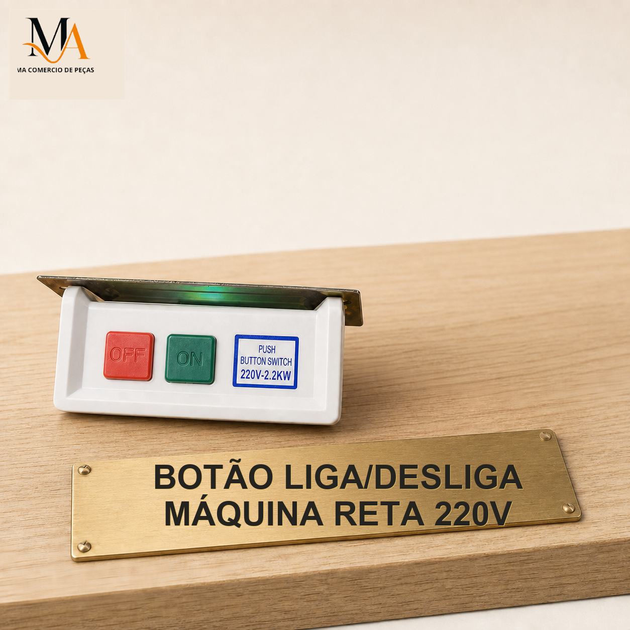 Botão Liga e Desliga Máquina Reta Industrial 220V