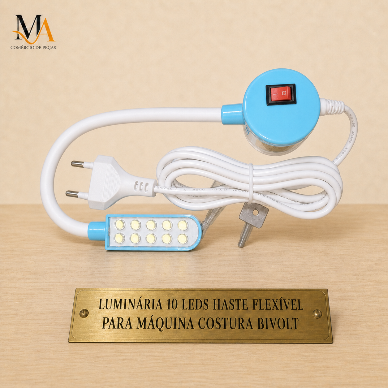 Luminária 10 LEDs Haste Flexível para Máquina Costura Bivolt